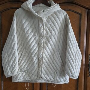 Women's Quilted Hooded Jacket - Cream